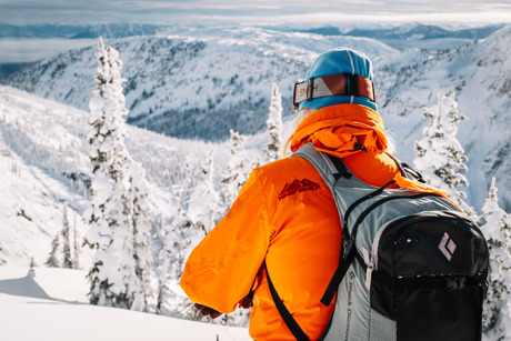 Heli-ski guide geared up to go.